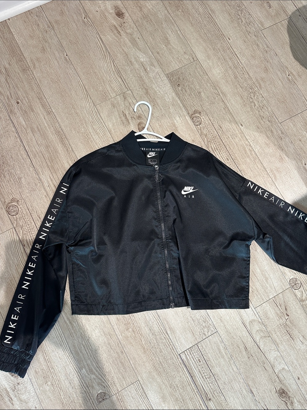 Nike Black Women's Cropped Bomber sweater with Logo Tape